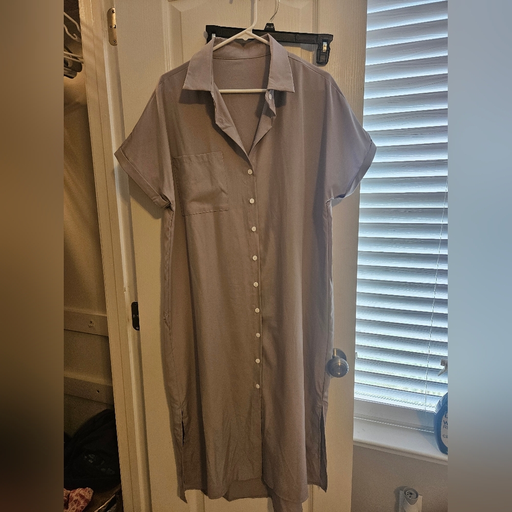 Shein Button Down Shirt Midi Dress